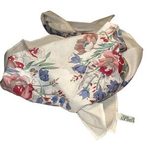 Laura Ashley Vintage cotton white blue pink floral print large scarf
